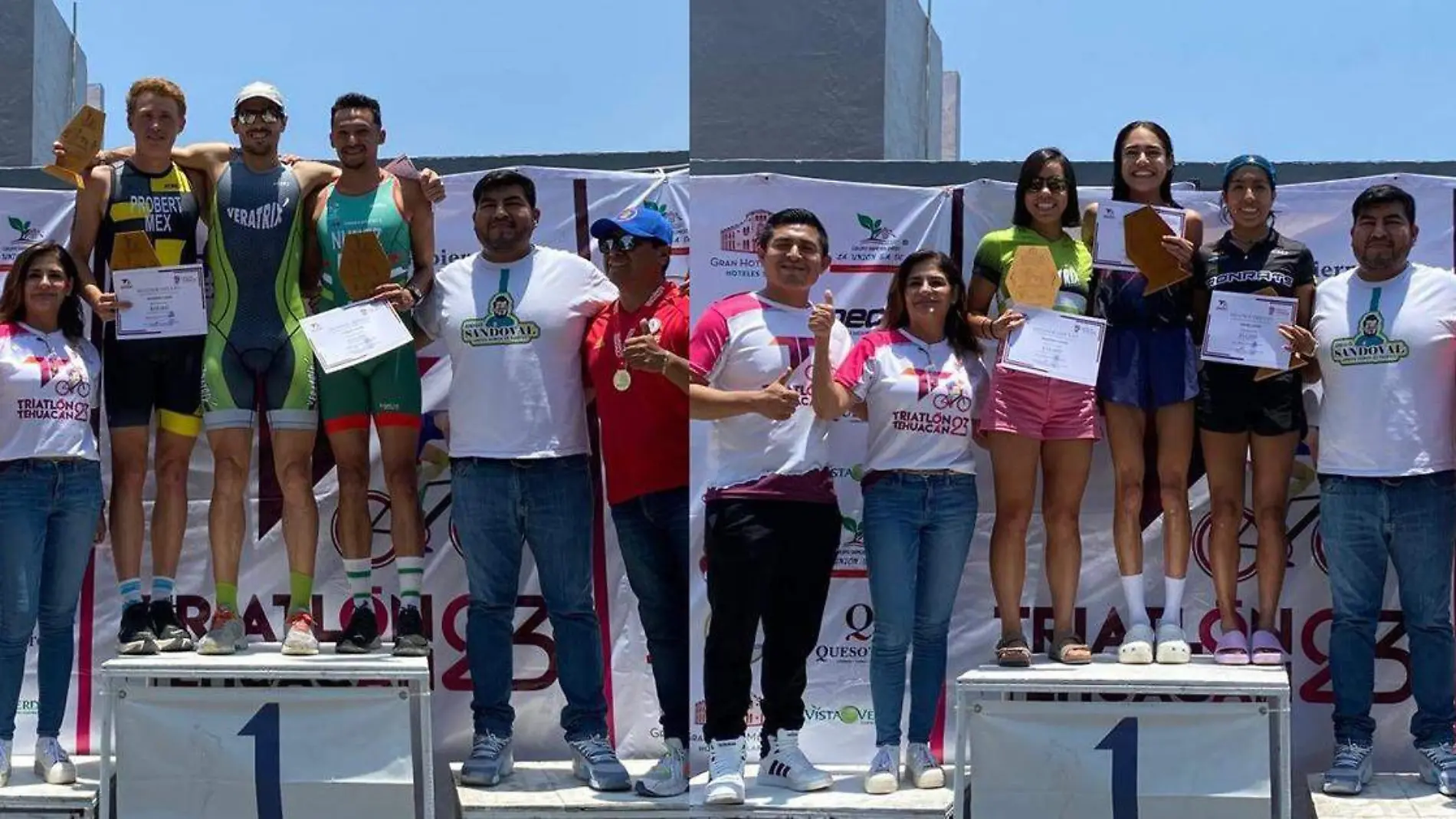 Primeros tres lugares de categoría varonil y femenil